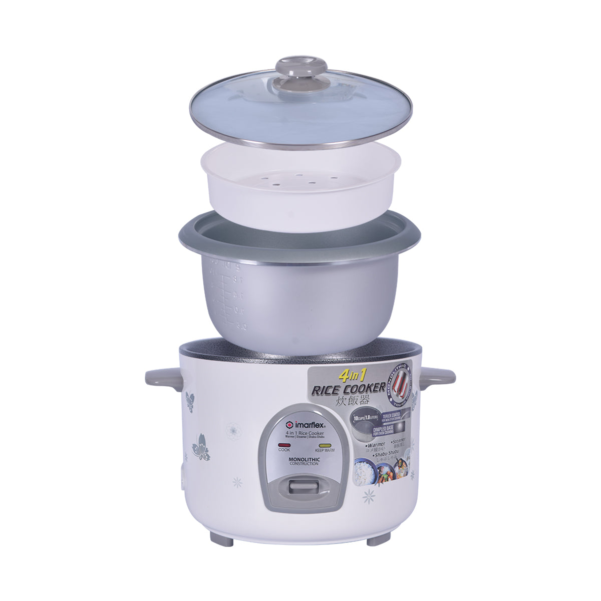 Imarflex Rice Cooker 1.8L W/Steamer 10 Cups IRC-18Q
