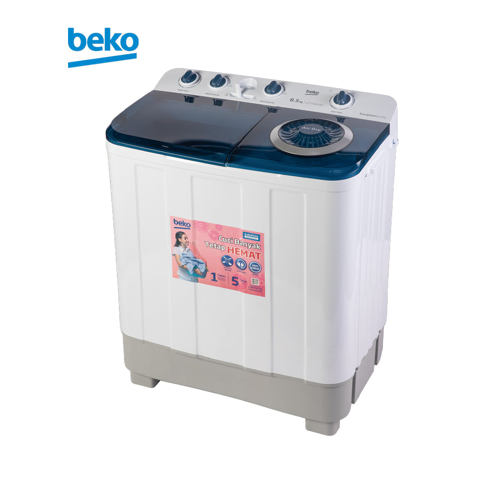 Beko Washing Machine 8.5Kg. Twin Tub - WTTA8503WP