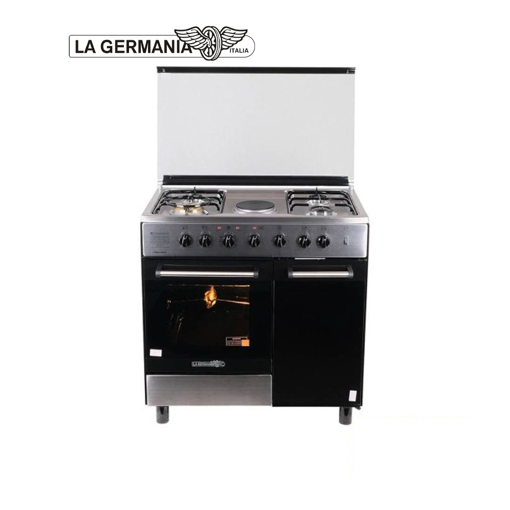 La Germania Gas Range 4 Gas Burner,1 Elec. Hotplate,Gas Oven & Grilll W/ Rotiserrie - FS-8041-30XTR