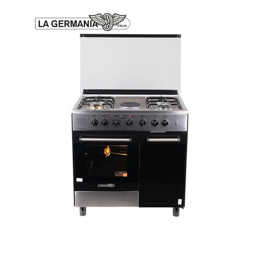 La Germania Gas Range 4 Gas Burner,1 Elec. Hotplate,Gas Oven & Grilll W/ Rotiserrie - FS-8041-30XTR