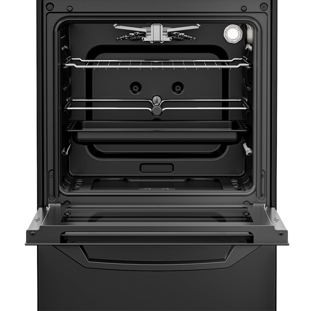 Beko Free Standing Cooker 50cm 3 Gas Burner + Hotplate Burners, Gas Oven and Gas Grill FSGT43110GB