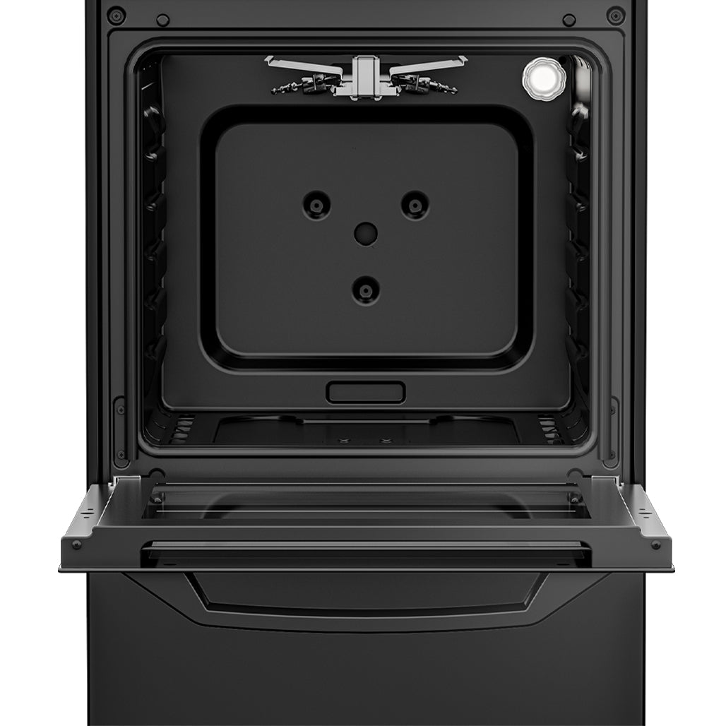 Beko Free Standing Cooker 50cm 3 Gas Burner + Hotplate Burners, Gas Oven and Gas Grill FSGT43110GB