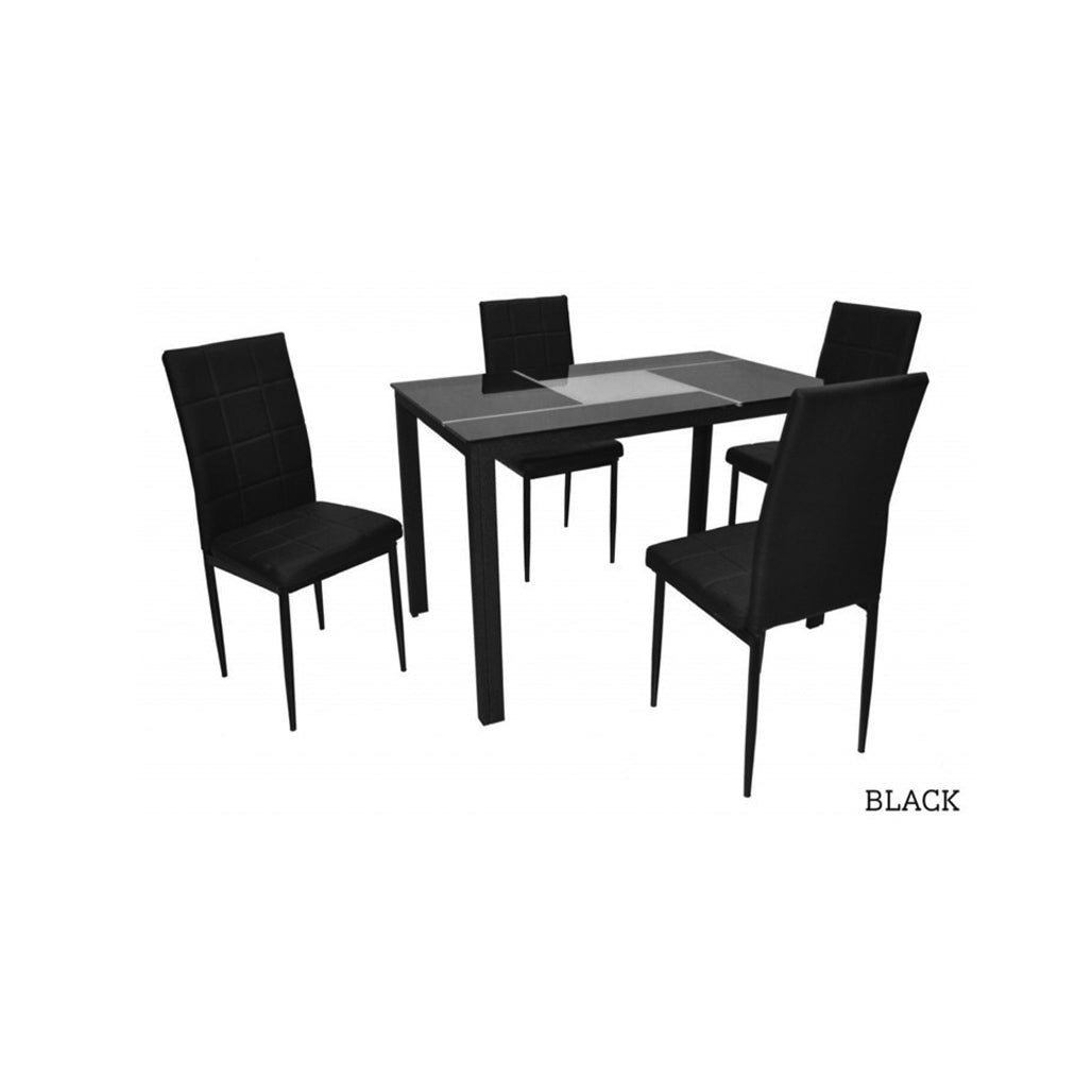 Dining Set 4's Glass Top C-835/C-7 Black