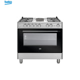 Beko Free Standing Cooker 90cm 4 Gas Burner + 2 Hotplates, Gas Oven W/  Elec. Grill GG12116GX