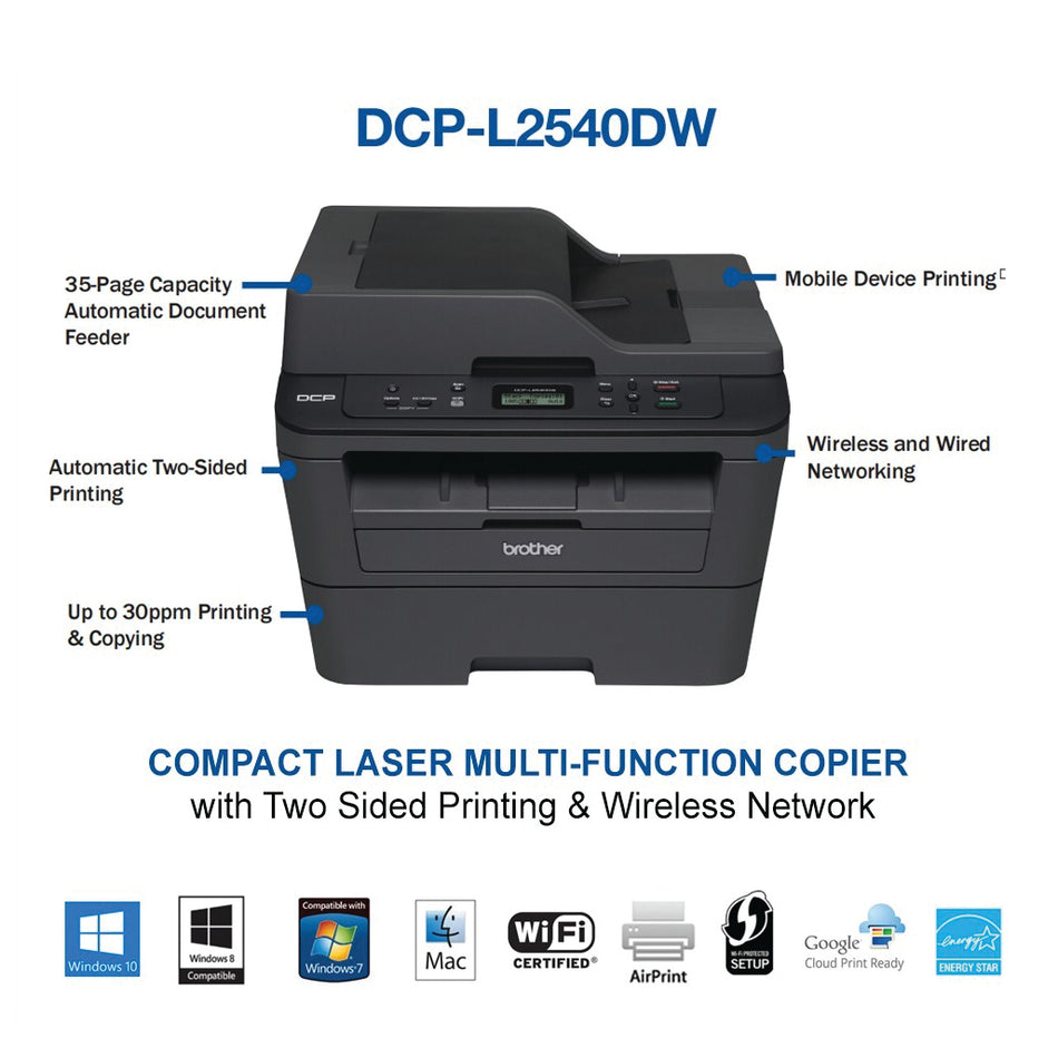 Brother Printer All-in-One, Automatic 2-sided printing - DCP-L2540DW
