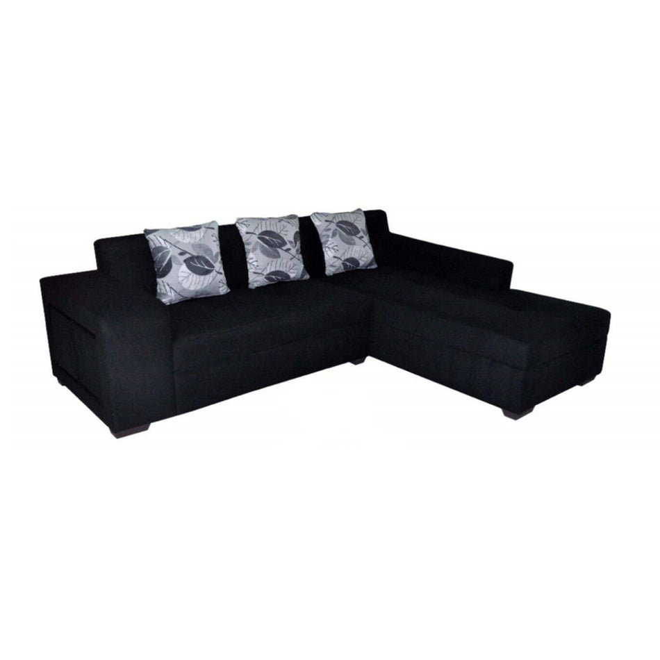 Sofa Set L-Shape W/2 Small Stool SABATINI Black
