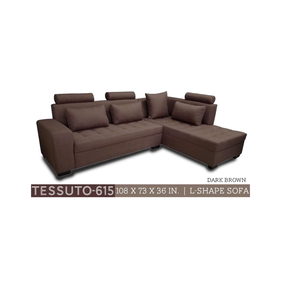 Sofa Set L-Shape TESSUTO 615 Dark Brown
