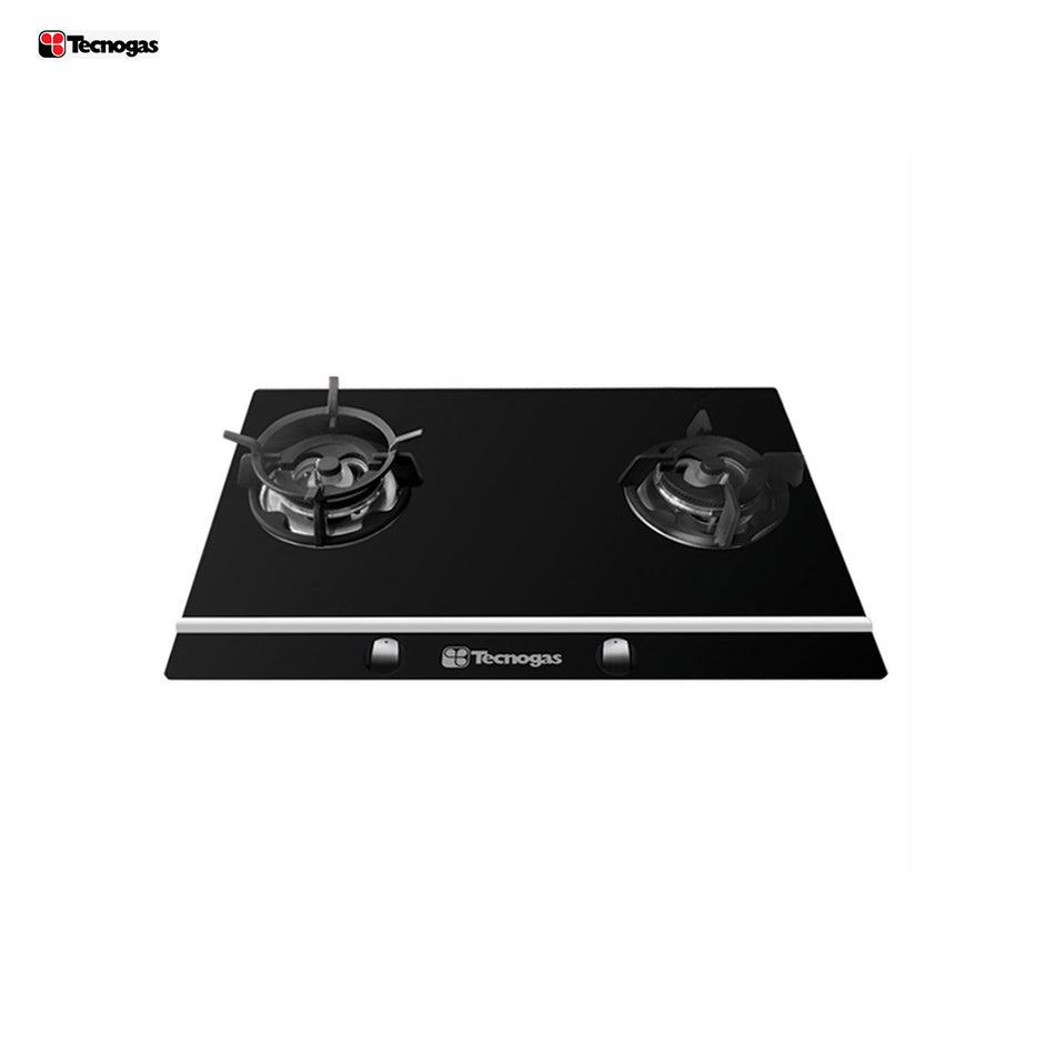 Tecnogas Built-in Hob 75cm Glass, 2 Gas Burners, One Hand Elec. Ignition - TBH-7520CTG