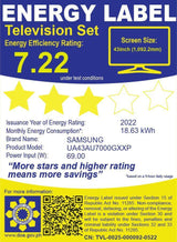 Samsung Television 43" Crystal UHD 4K Smart Flat Display - UA-43AU7000GXXP